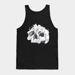 Skull Cats and Kittens Cute Fluffy Spooky Tank Top